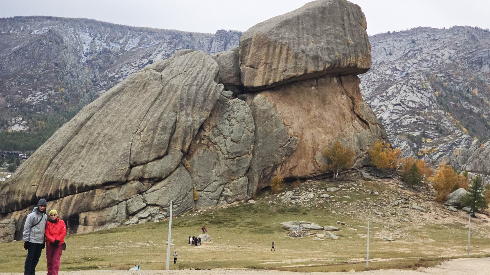 With big turtle rock in Terelj National Park